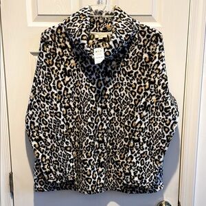 NWT Style & Co - Leopard Print Sherpa Cowl Neck Shirt - Size XL